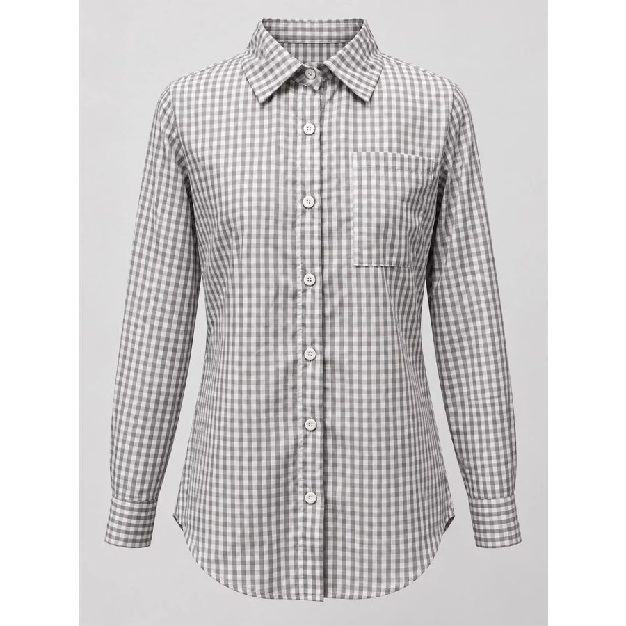 Plus Size Plaid Button-Down Long Sleeve Shirt Apparel and Accessories