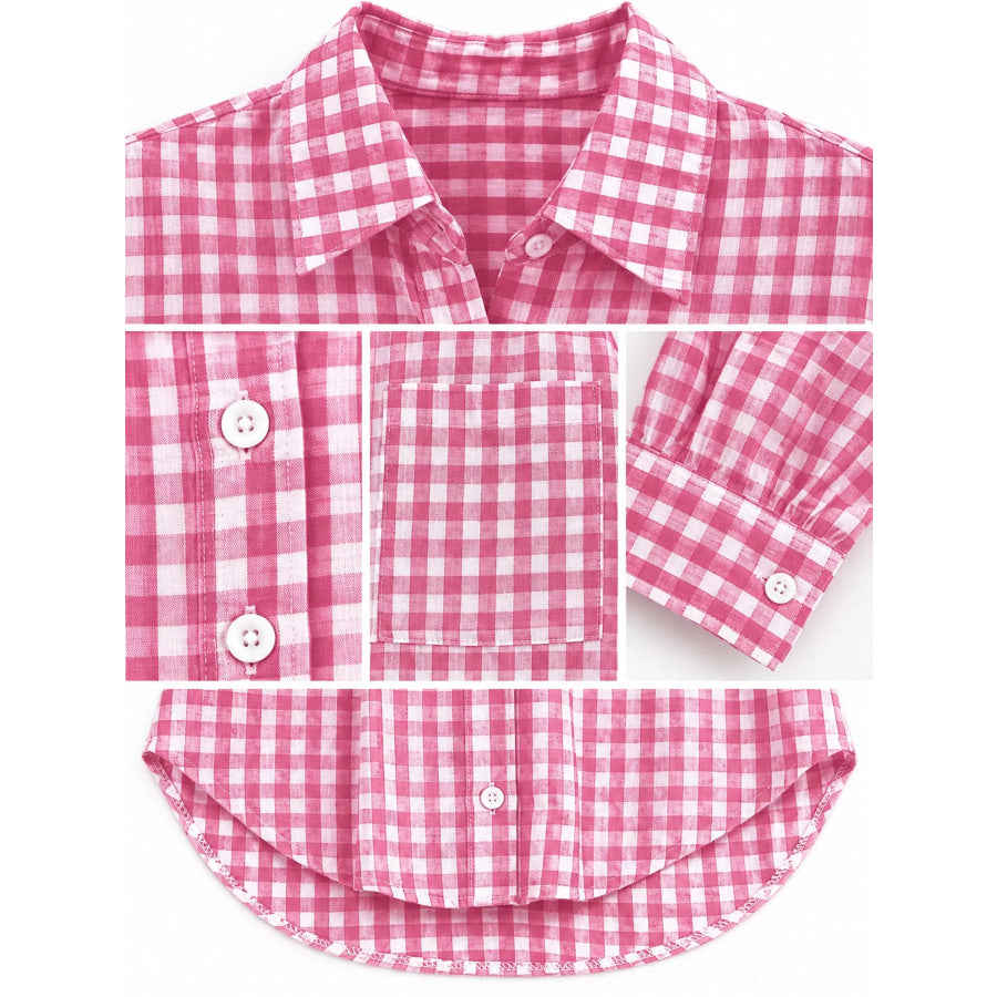 Plus Size Plaid Button-Down Long Sleeve Shirt Apparel and Accessories