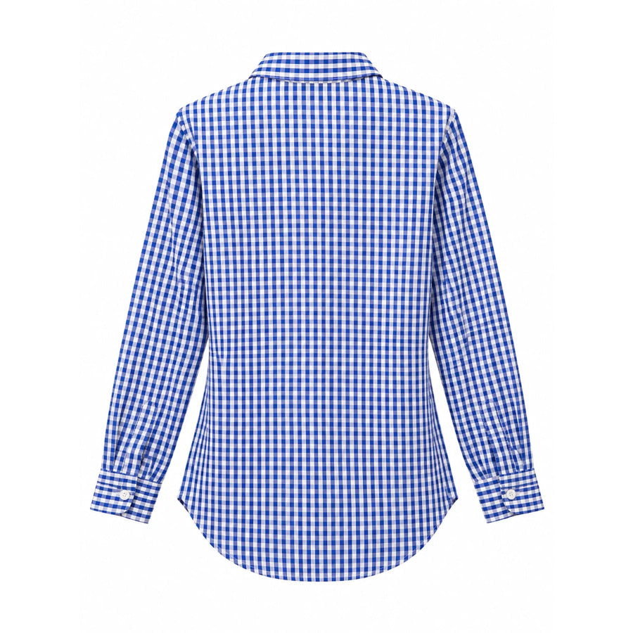 Plus Size Plaid Button-Down Long Sleeve Shirt Apparel and Accessories