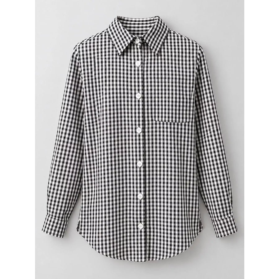 Plus Size Plaid Button-Down Long Sleeve Shirt Apparel and Accessories