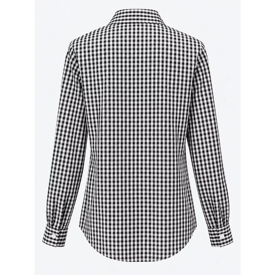 Plus Size Plaid Button-Down Long Sleeve Shirt Apparel and Accessories