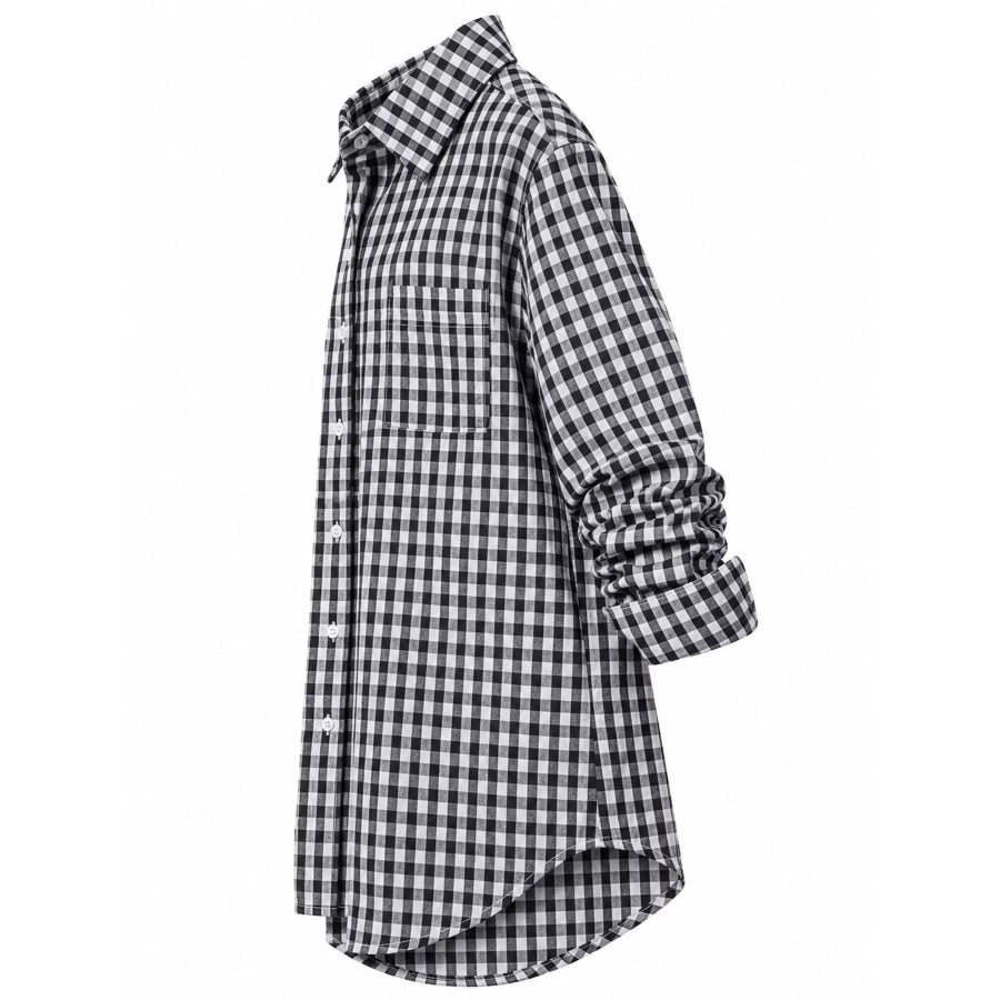 Plus Size Plaid Button-Down Long Sleeve Shirt Apparel and Accessories