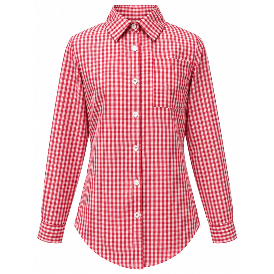 Plus Size Plaid Button-Down Long Sleeve Shirt Apparel and Accessories