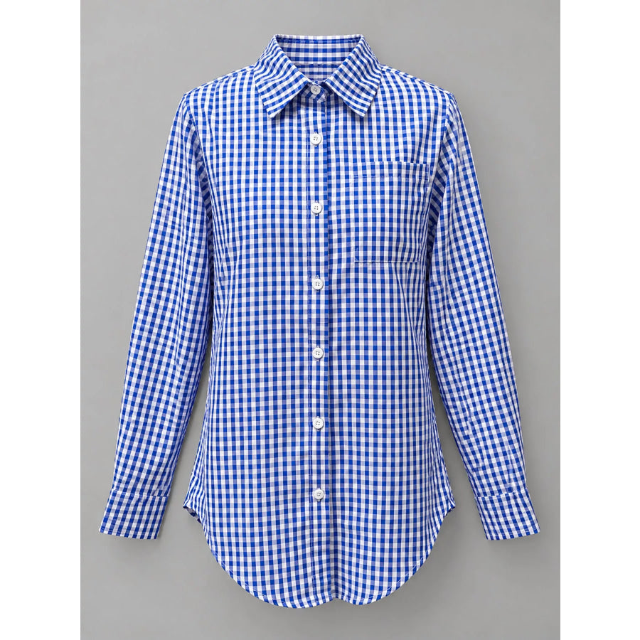 Plus Size Plaid Button-Down Long Sleeve Shirt Apparel and Accessories