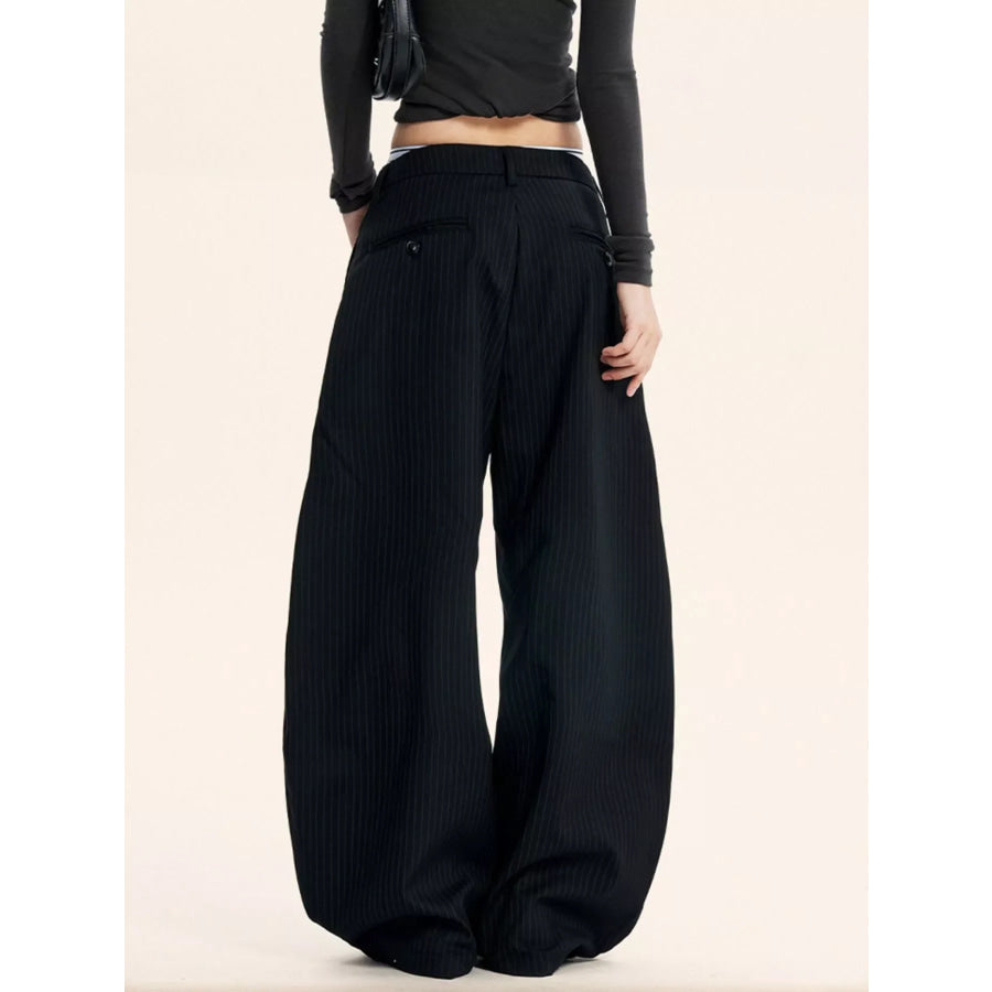 Plus Size Pleated Detail Wide-Leg Pants Apparel and Accessories