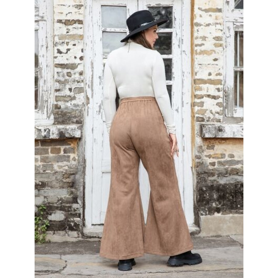 Plus Size Pocketed Flare Pants Apparel and Accessories