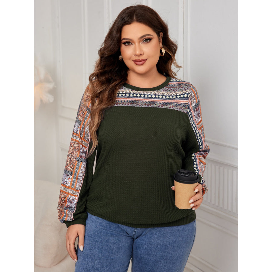 Plus Size Printed Long Sleeve Sweatshirt Apparel and Accessories