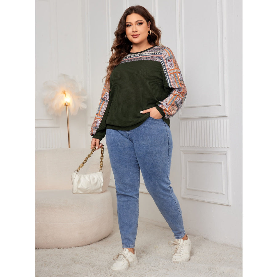 Plus Size Printed Long Sleeve Sweatshirt Apparel and Accessories