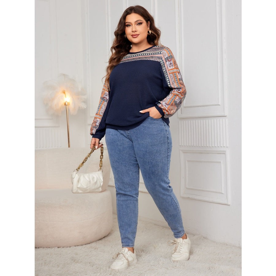 Plus Size Printed Long Sleeve Sweatshirt Apparel and Accessories