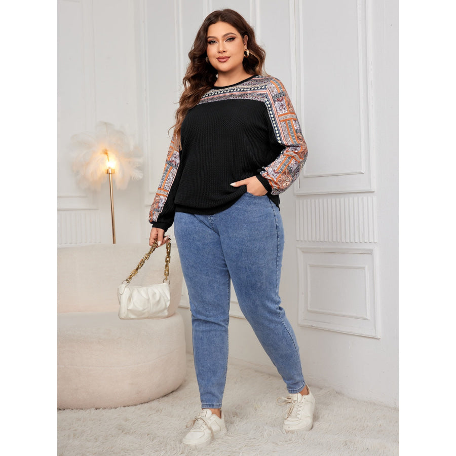 Plus Size Printed Long Sleeve Sweatshirt Apparel and Accessories