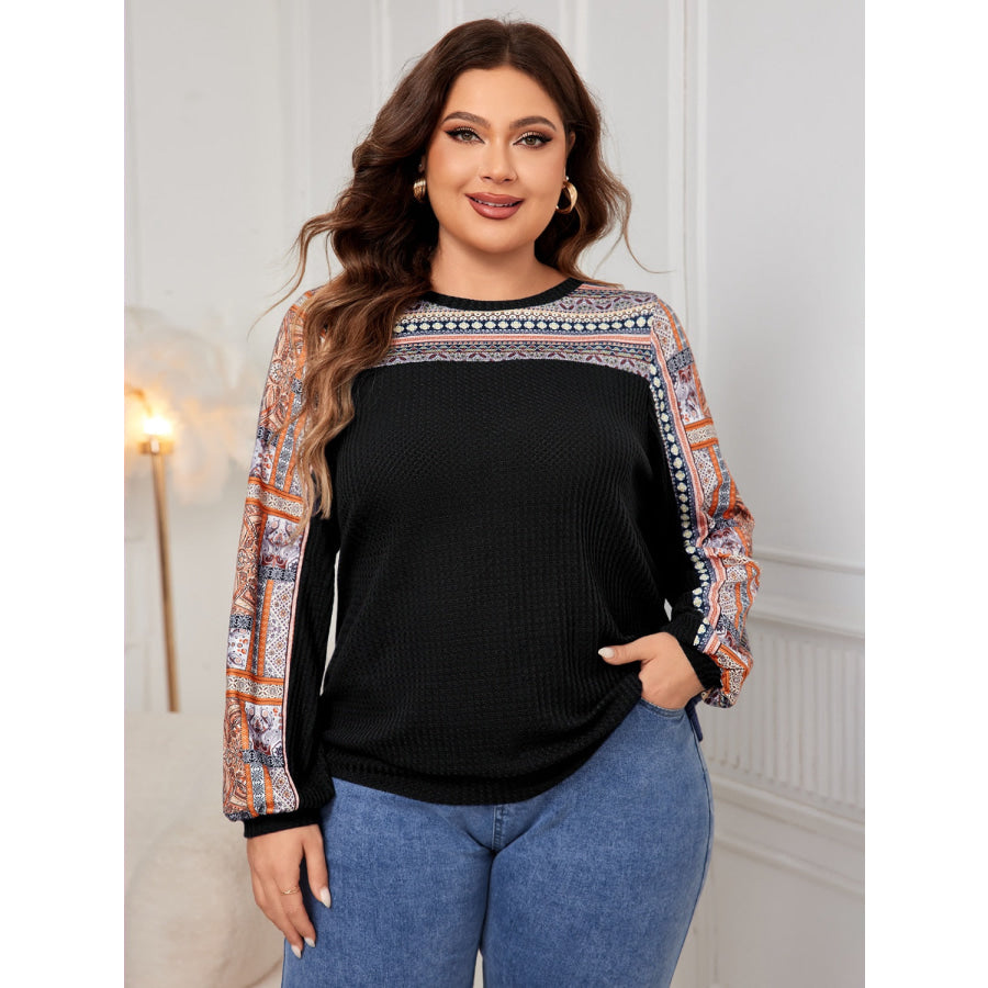 Plus Size Printed Long Sleeve Sweatshirt Apparel and Accessories