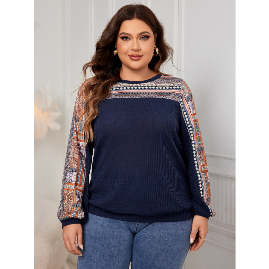 Plus Size Printed Long Sleeve Sweatshirt Apparel and Accessories