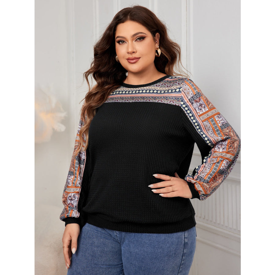 Plus Size Printed Long Sleeve Sweatshirt Apparel and Accessories