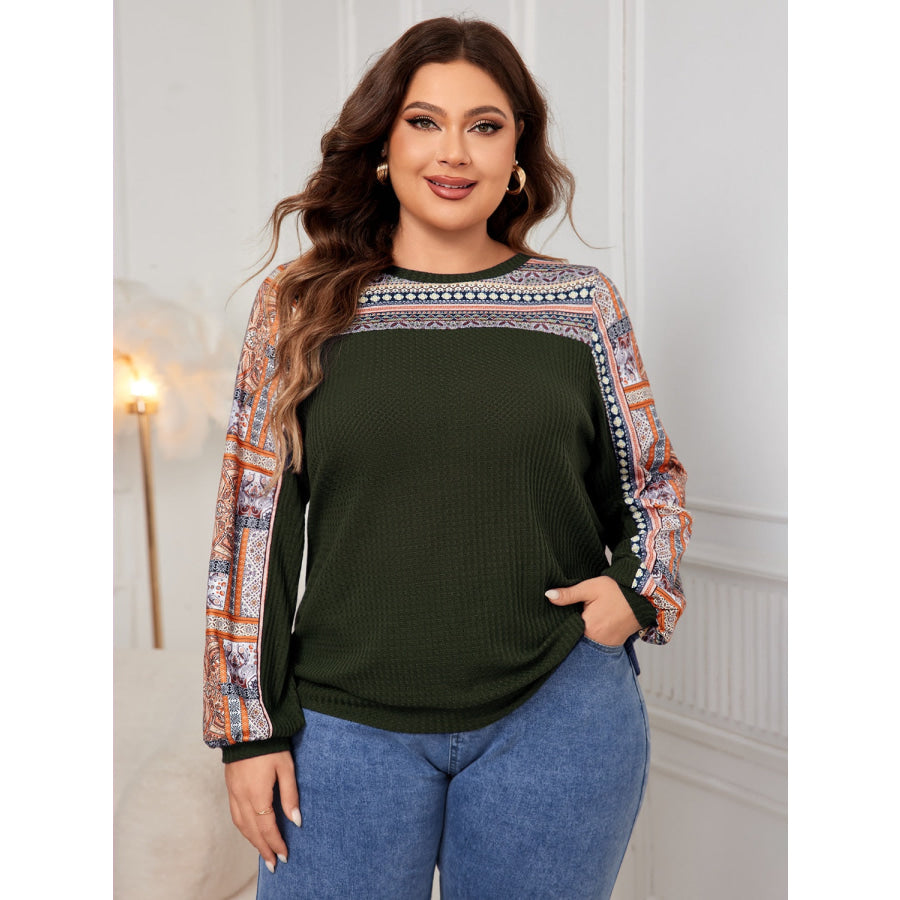 Plus Size Printed Long Sleeve Sweatshirt Apparel and Accessories