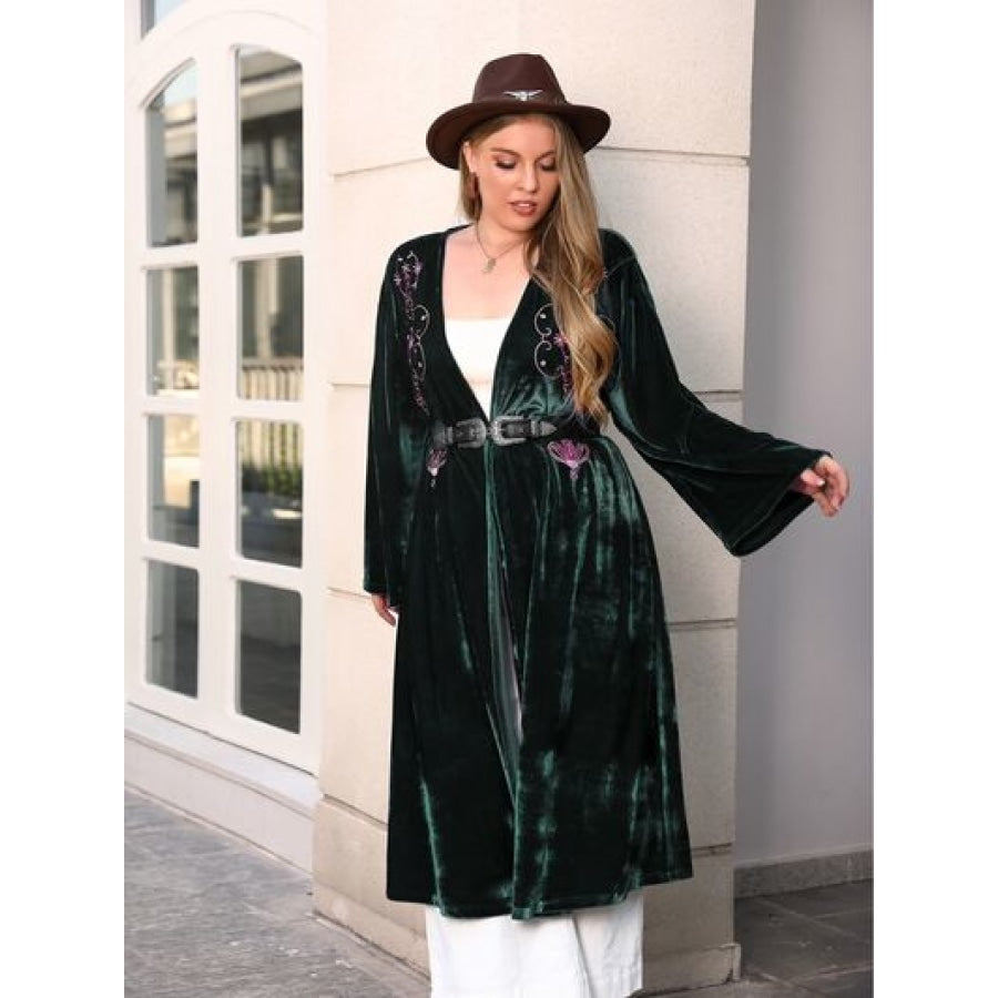 Plus Size Printed Open Front Long Sleeve Cardigan Clothing