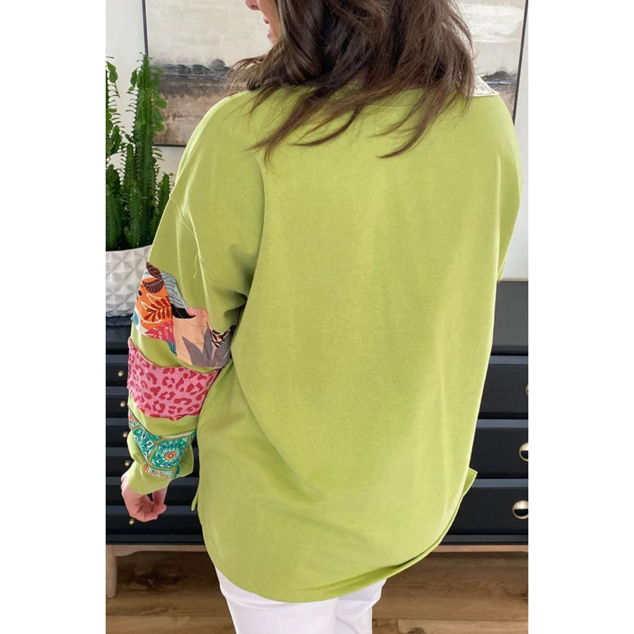 Plus Size Printed Round Neck Long Sleeve Sweatshirt Apparel and Accessories