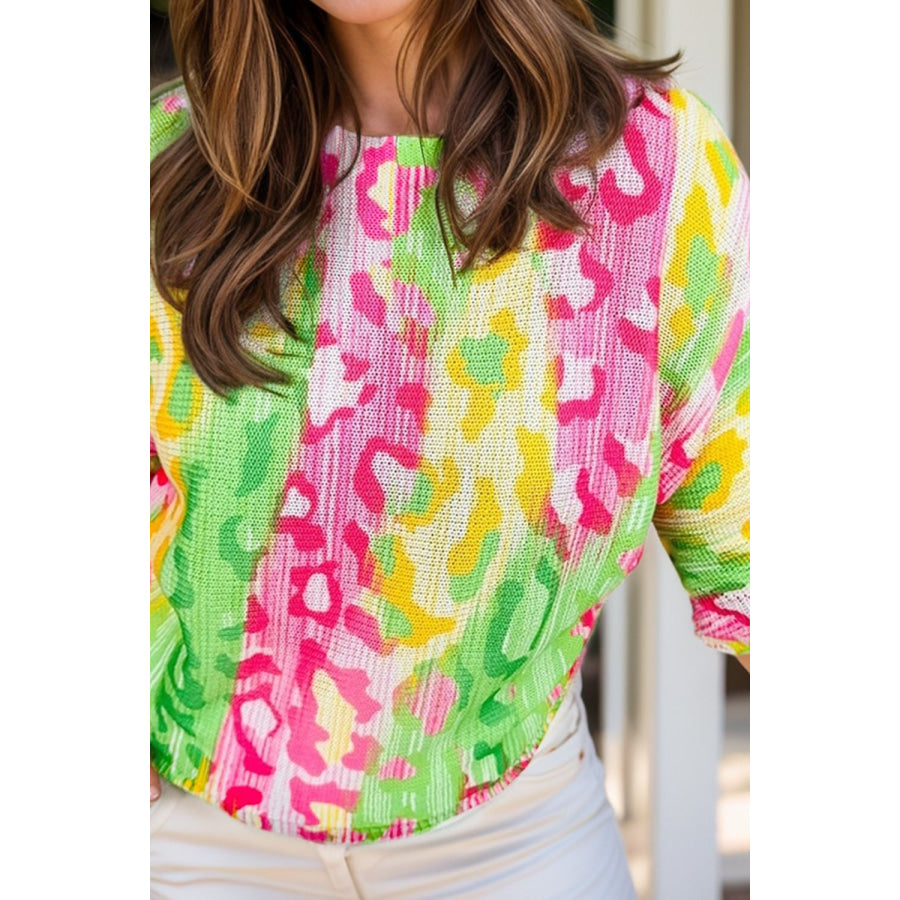 Plus Size Printed Round Neck T-Shirt Fuchsia Pink / 1XL Apparel and Accessories