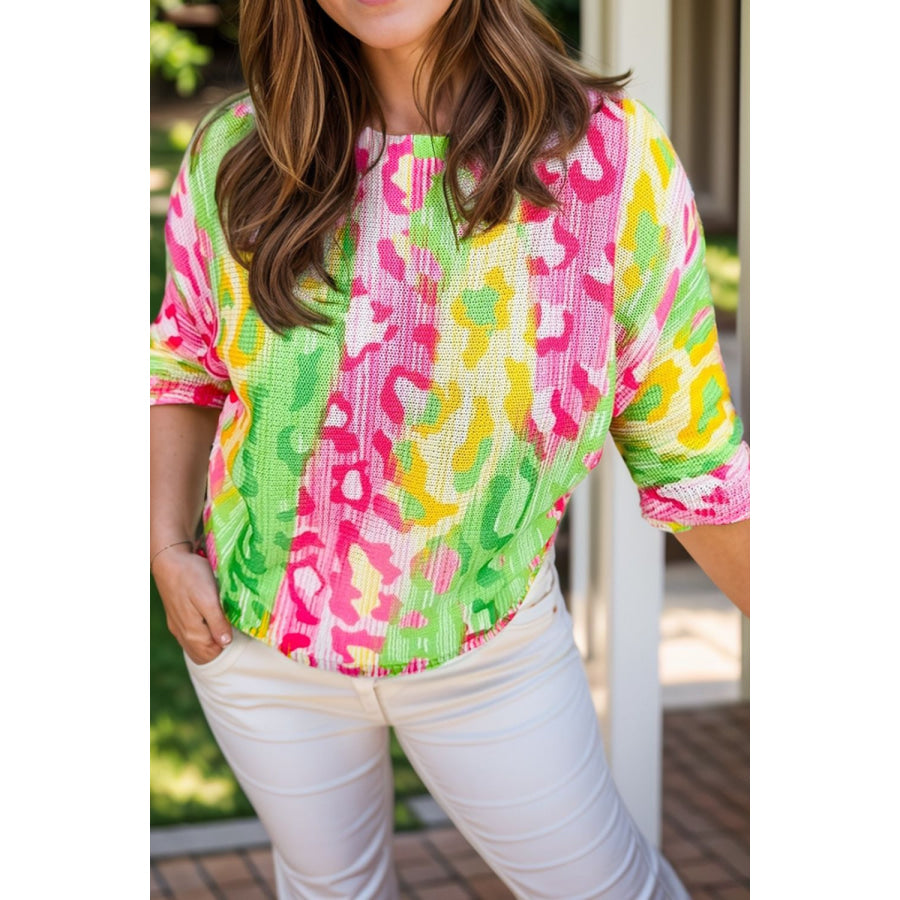 Plus Size Printed Round Neck T-Shirt Fuchsia Pink / 1XL Apparel and Accessories