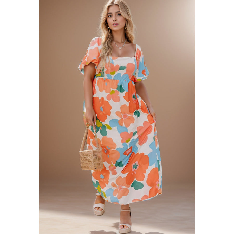 Plus Size Printed Short Sleeve Dress Apparel and Accessories
