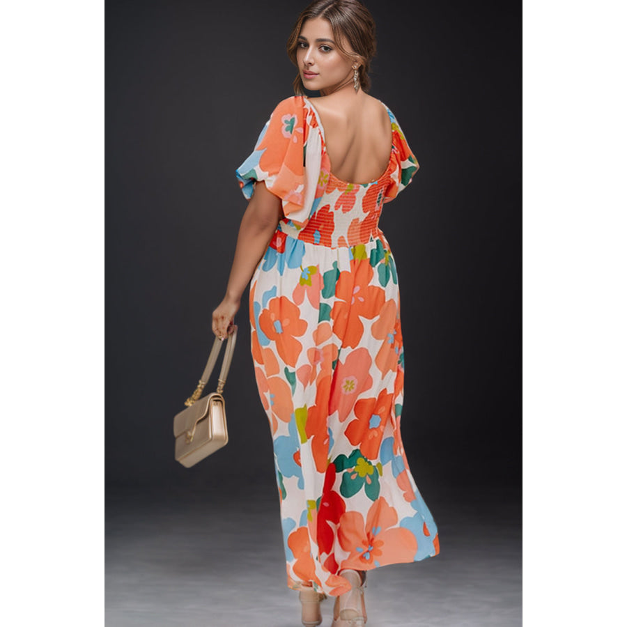 Plus Size Printed Short Sleeve Dress Apparel and Accessories