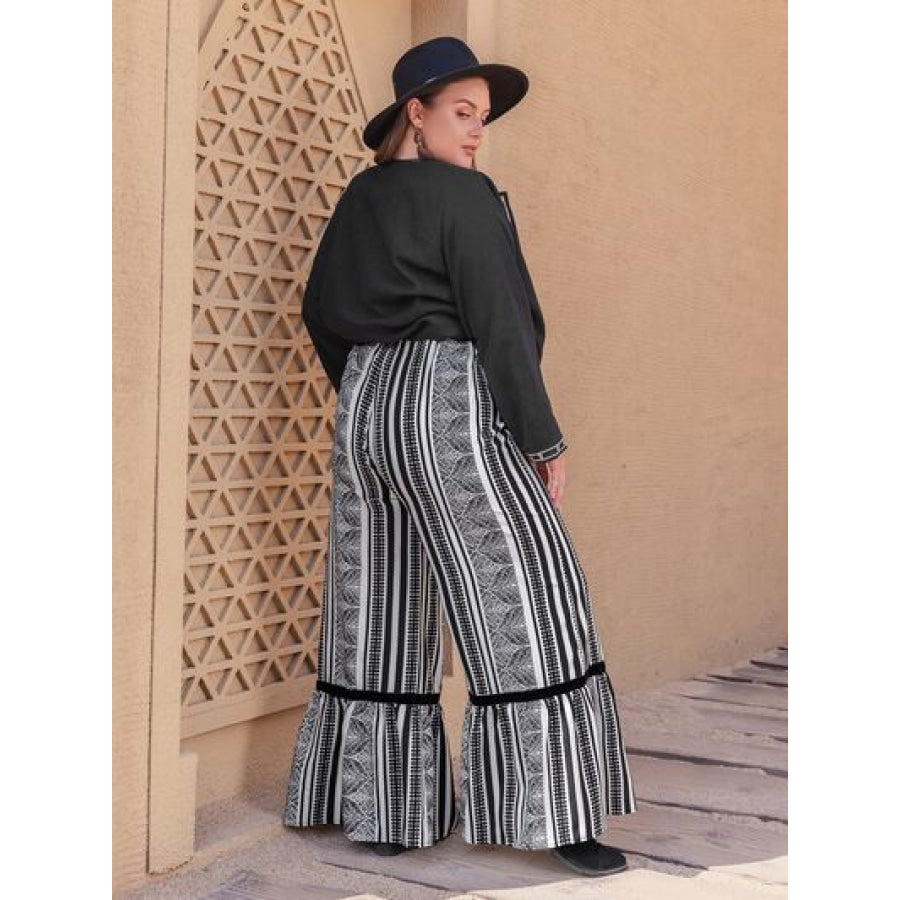 Plus Size Printed Wide Leg Pants Clothing