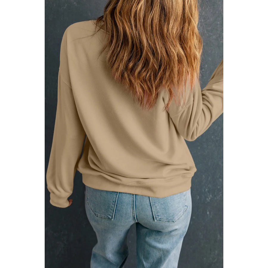 Plus Size Pumpkin Graphic Dropped Shoulder Sweatshirt Khaki / 1XL Apparel and Accessories