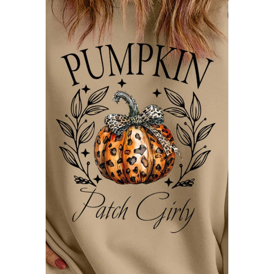 Plus Size Pumpkin Graphic Long Sleeve Sweatshirt Apparel and Accessories