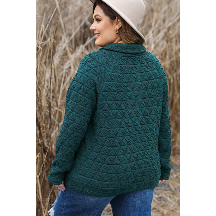 Plus Size Quarter Snap Quilted Sweatshirt Apparel and Accessories