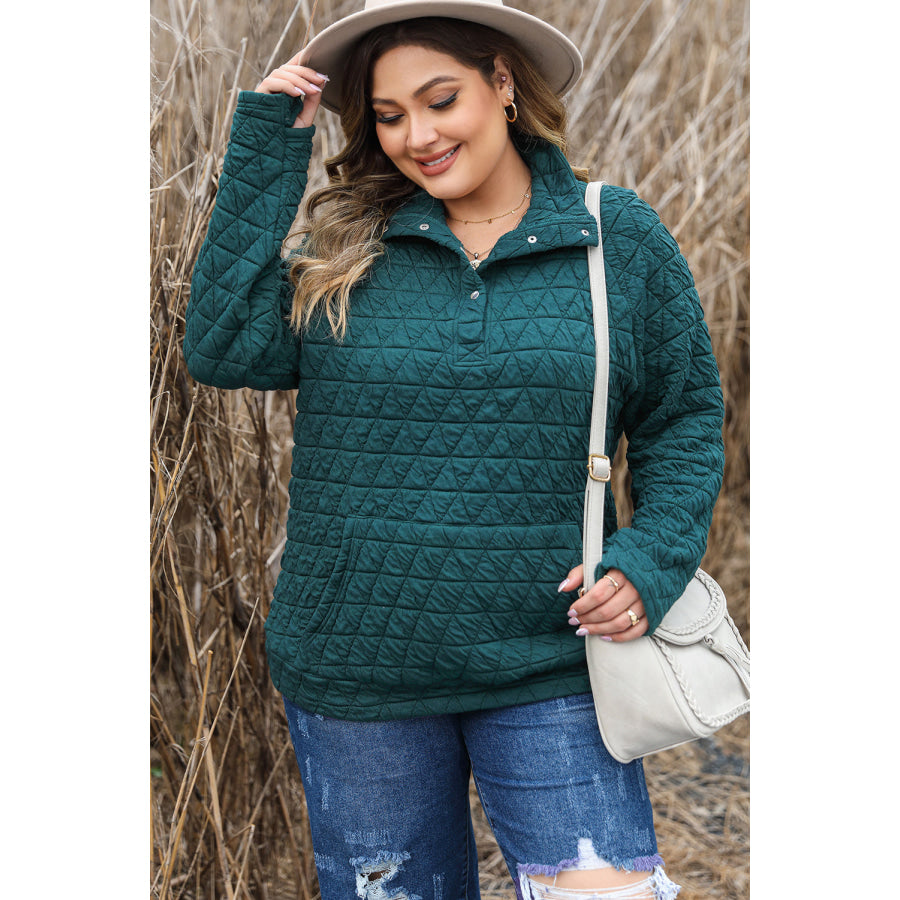 Plus Size Quarter Snap Quilted Sweatshirt Apparel and Accessories