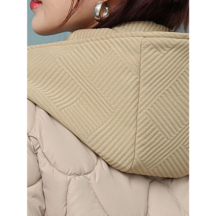 Plus Size Quilted Hooded Puffer Jacket with Snap-Button Closure Apparel and Accessories