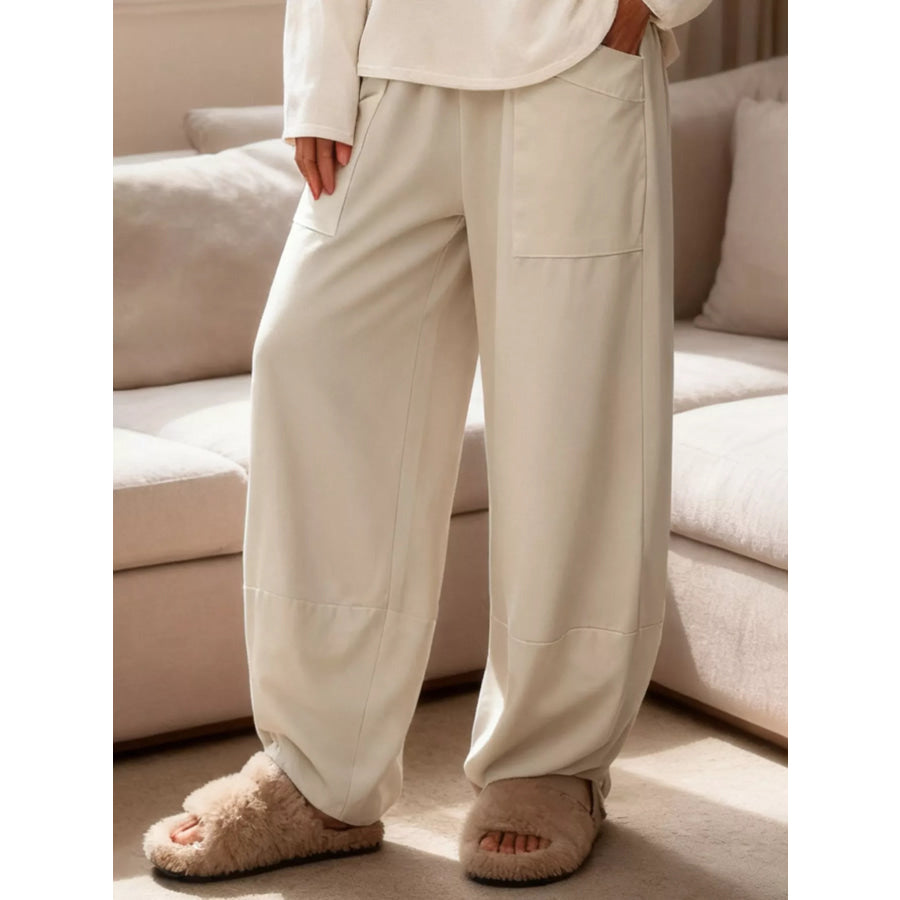 Plus Size Relaxed Fit Casual Pants Cream / 1XL Apparel and Accessories