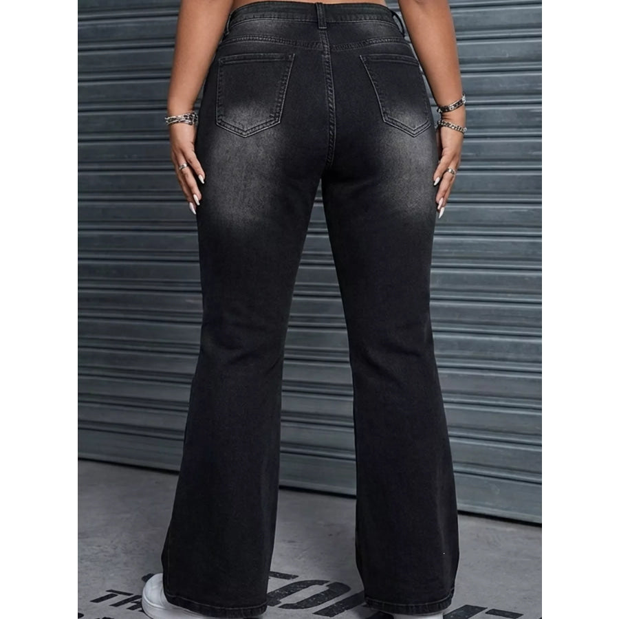 Plus Size Rhinestone Embellished Flare Jeans Apparel and Accessories