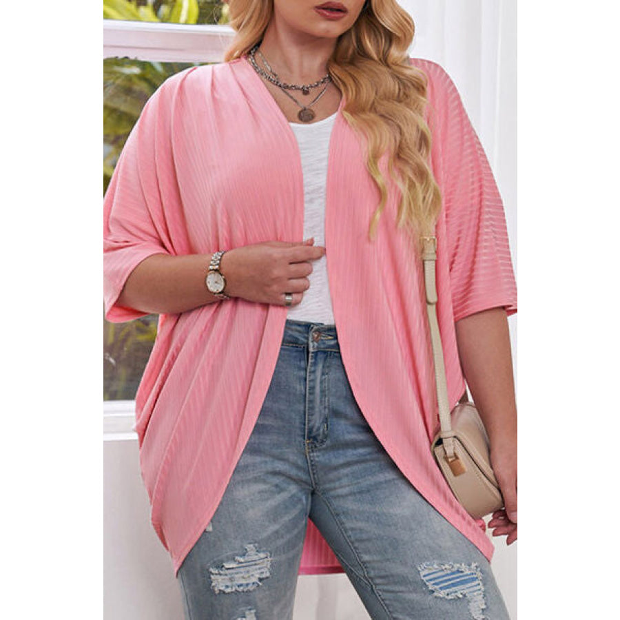 Plus Size Ribbed Cocoon Cover Up Carnation Pink / 1XL Apparel and Accessories