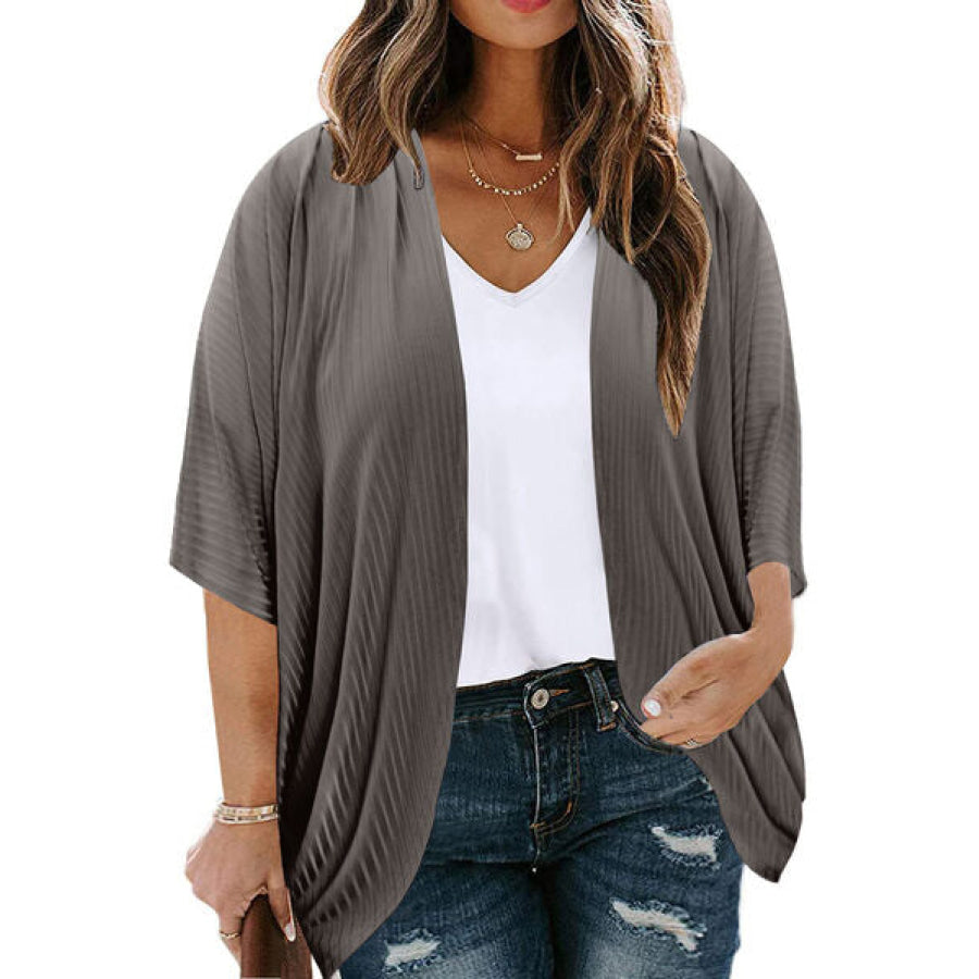 Plus Size Ribbed Cocoon Cover Up Charcoal / 1XL Apparel and Accessories