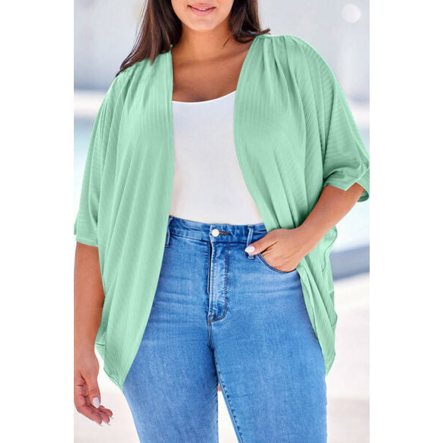 Plus Size Ribbed Cocoon Cover Up Gum Leaf / 1XL Apparel and Accessories