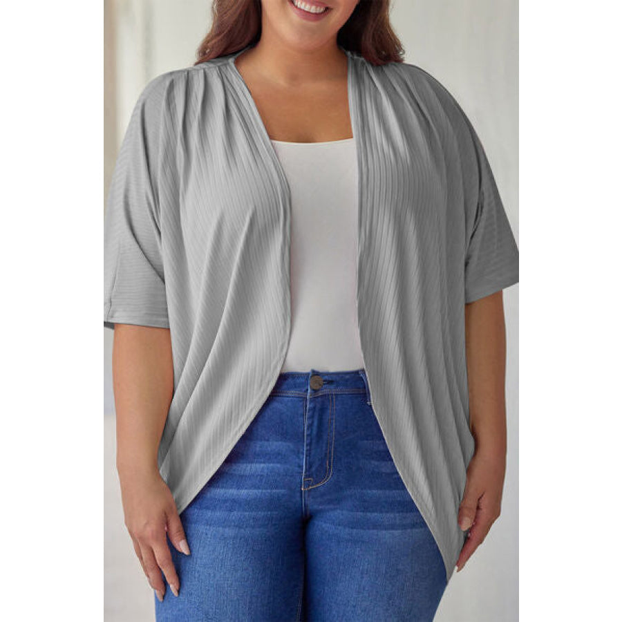 Plus Size Ribbed Cocoon Cover Up Light Gray / 1XL Apparel and Accessories