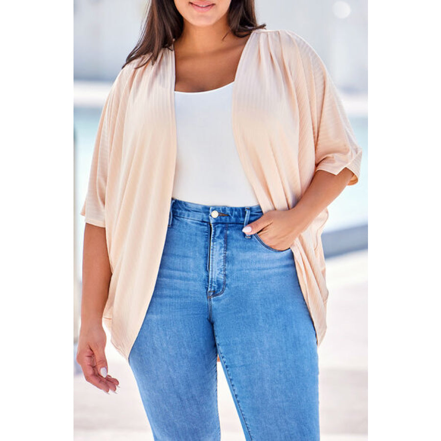 Plus Size Ribbed Cocoon Cover Up Sand / 1XL Apparel and Accessories