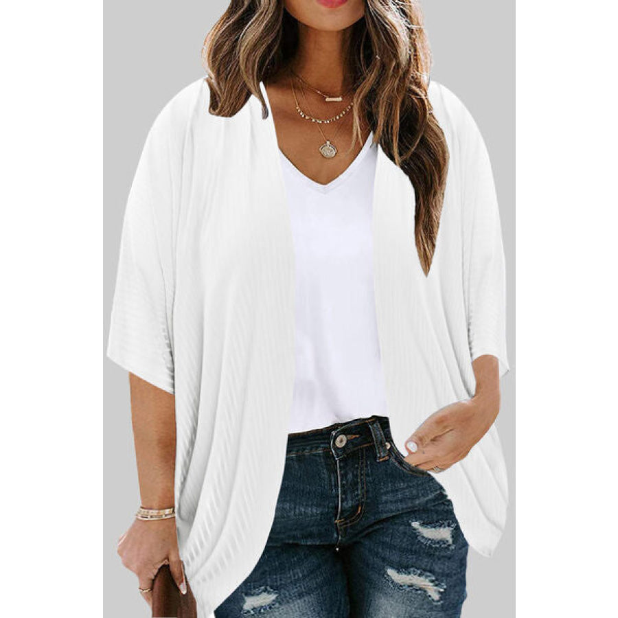 Plus Size Ribbed Cocoon Cover Up White / 1XL Apparel and Accessories