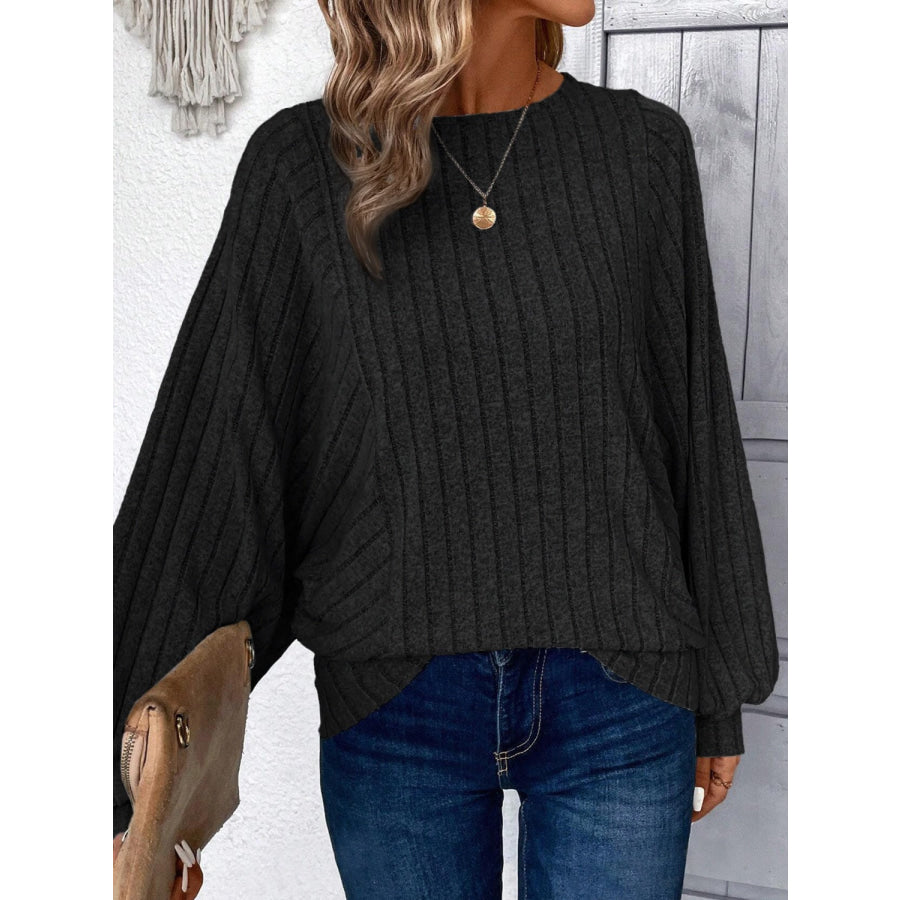 Plus Size Round Neck Batwing Sleeve T-Shirt Black / 1XL Apparel and Accessories