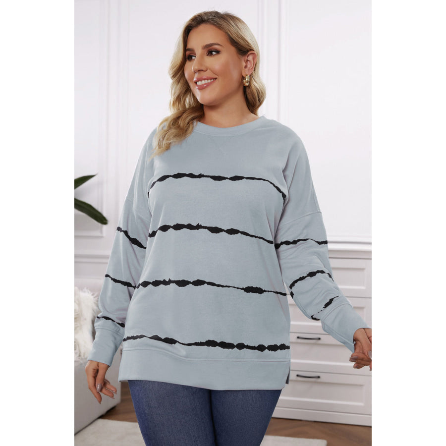 Plus Size Round Neck Dropped Shoulder Sweatshirt Apparel and Accessories