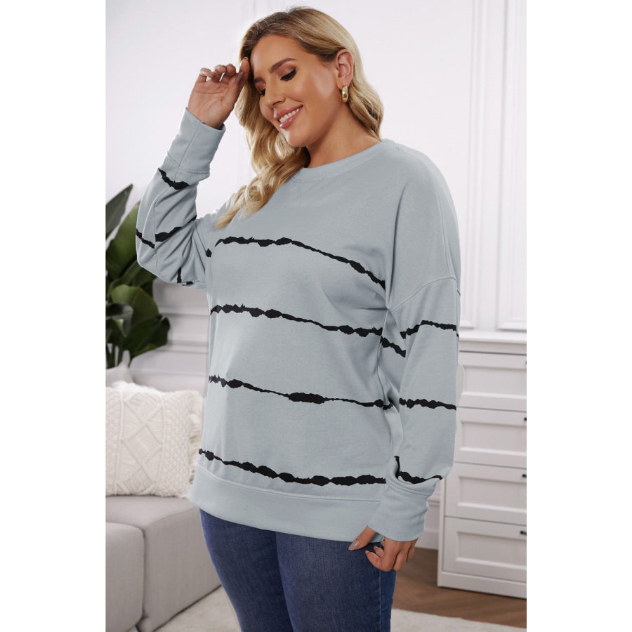 Plus Size Round Neck Dropped Shoulder Sweatshirt Apparel and Accessories