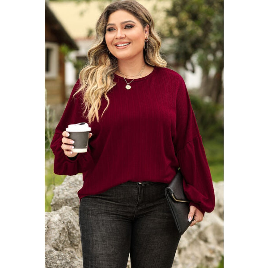 Plus Size Round Neck Dropped Shoulder T-Shirt Clothing