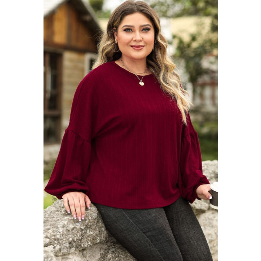 Plus Size Round Neck Dropped Shoulder T-Shirt Clothing