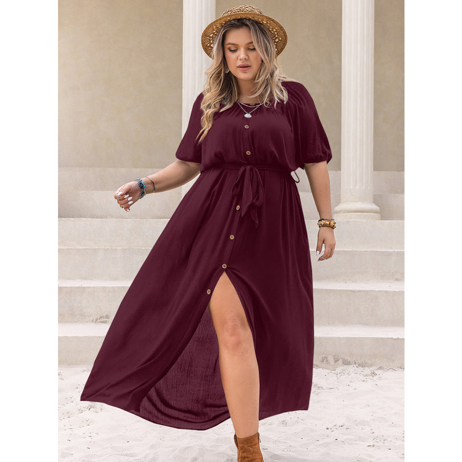 Plus Size Round Neck Half Sleeve Dress Apparel and Accessories