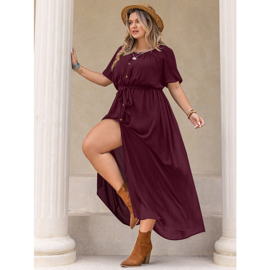 Plus Size Round Neck Half Sleeve Dress Apparel and Accessories