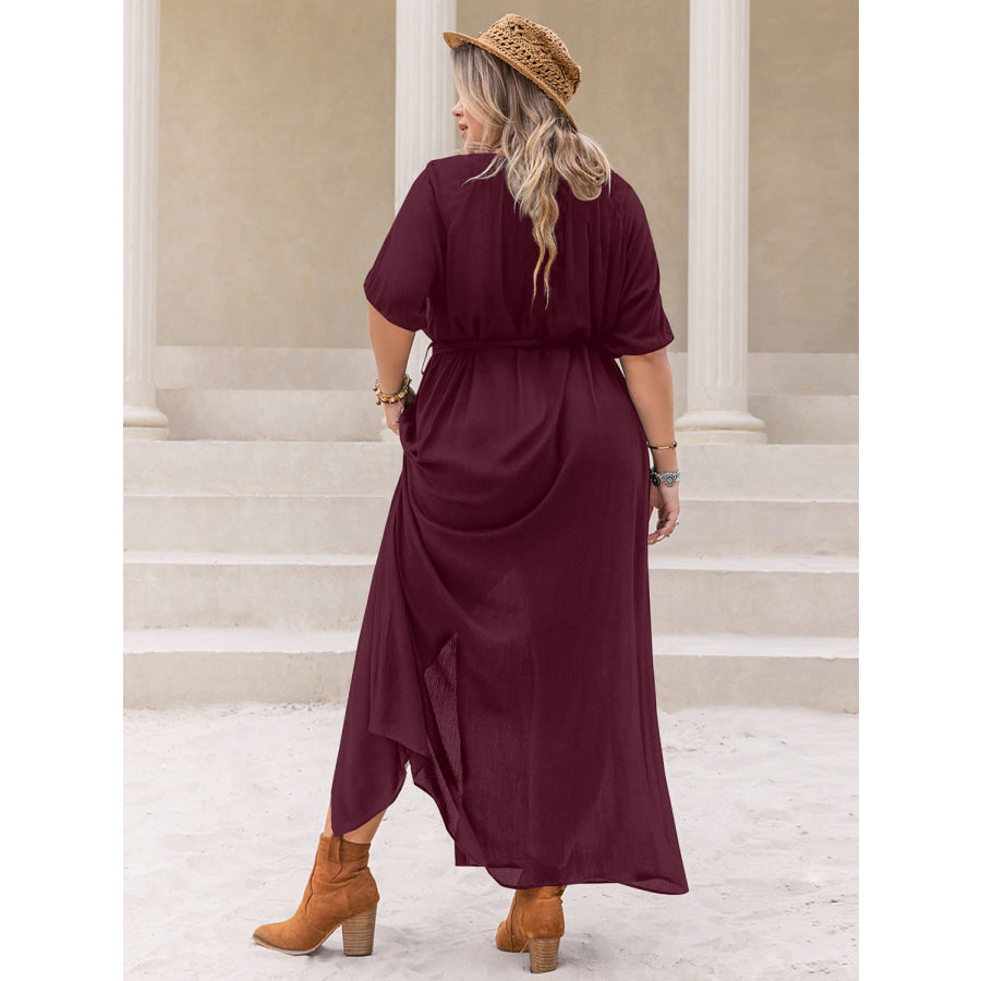 Plus Size Round Neck Half Sleeve Dress Apparel and Accessories