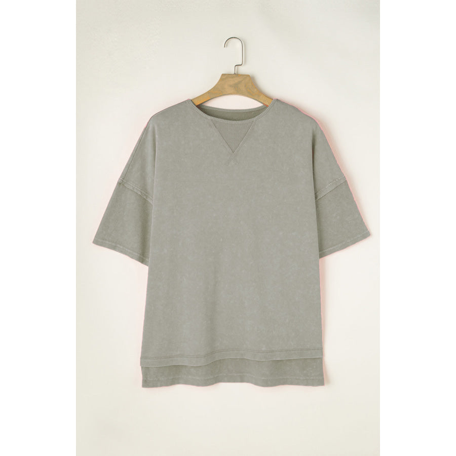 Plus Size Round Neck Half Sleeve T-Shirt Gray / 1XL Apparel and Accessories