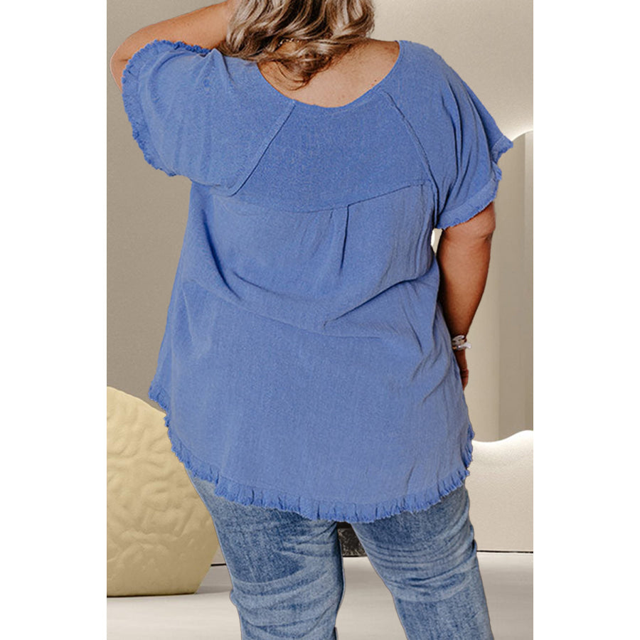 Plus Size Round Neck Half Sleeve Top Apparel and Accessories