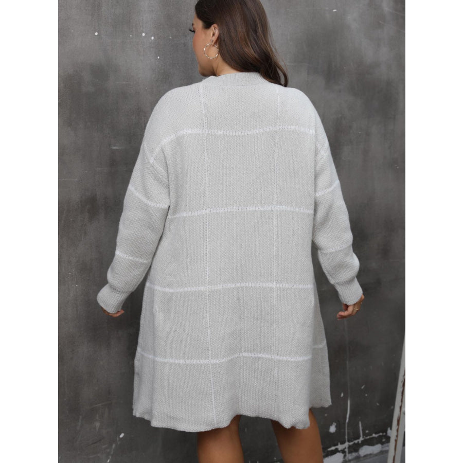 Plus Size Round Neck Long Sleeve Sweater Dress Gray / 0XL Apparel and Accessories