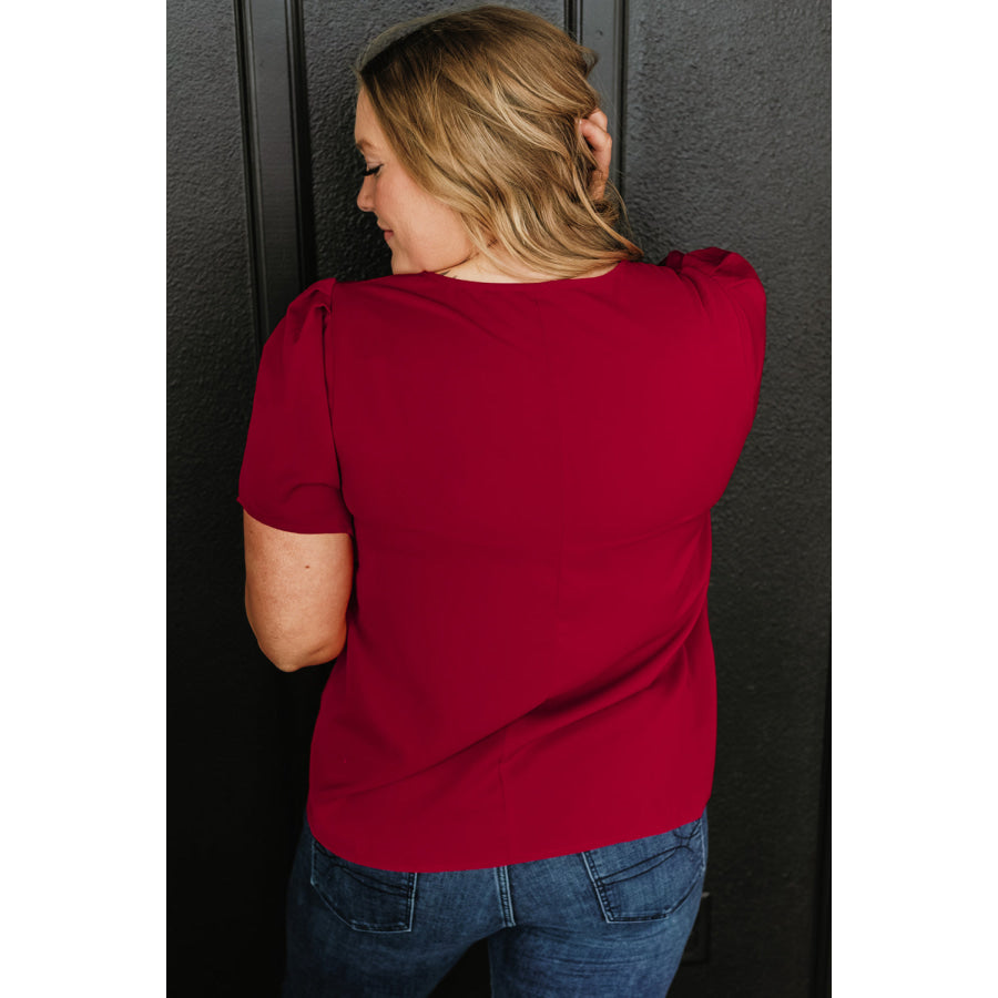 Plus Size Round Neck Short Sleeve Blouse Apparel and Accessories